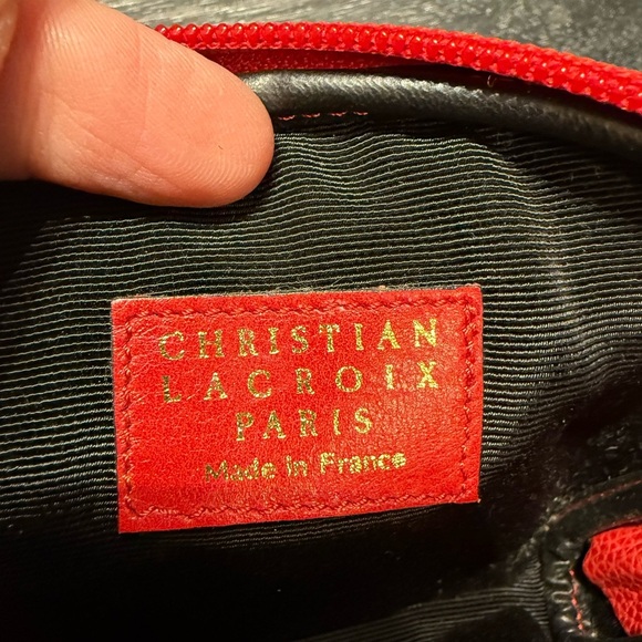 Christian Lacroix Red Cosmetic Bag with Gold Accents - Picture 7 of 8